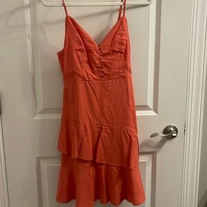 Lulus button front midi dress with ruffled bottom